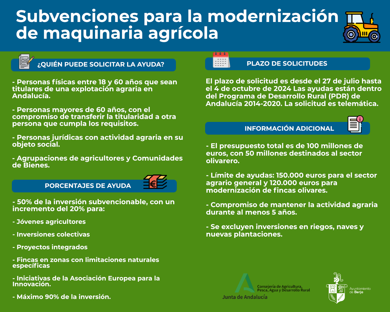 Convocatoria de ayudas para modernización de maquinaria